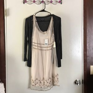 Forever 21 Cream Tulle Dress with Bead Detail - S